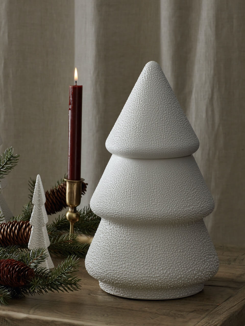 Large White Ceramic Textured Tree Jar