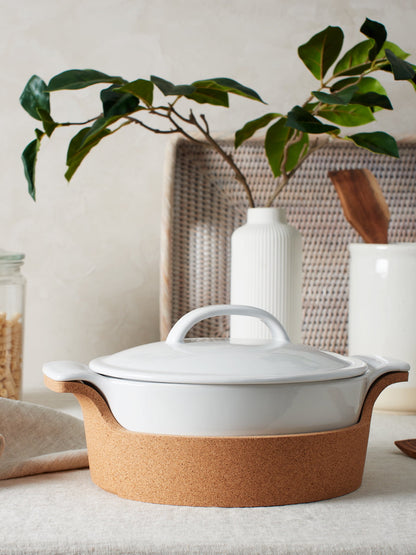 Stoneware Casserole Dish with Cork Tray