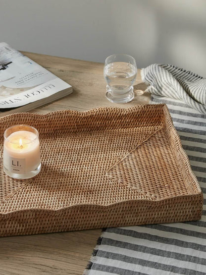 Rhu Natural Rattan Scallop Edge Tray
