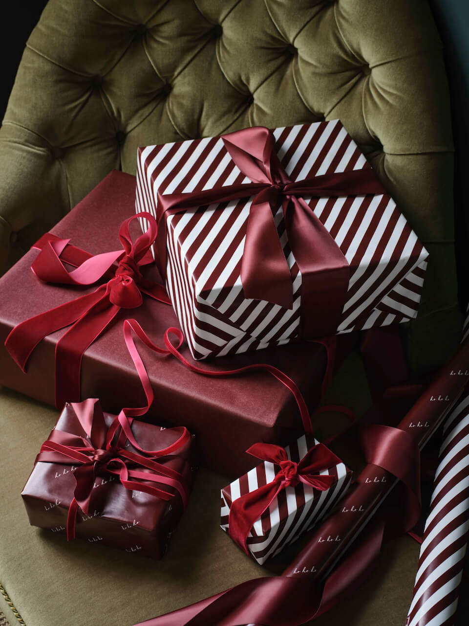 10m Burgundy & Natural Reversible Wrapping Paper