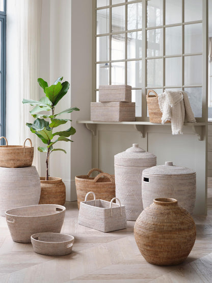 Oyne White Rattan Stool