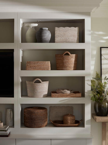 Alness White Rattan Scalloped  Basket