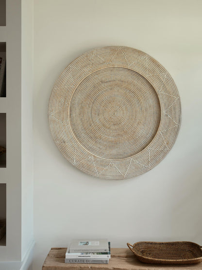 Oban White Rattan Patterned Wall Hanging