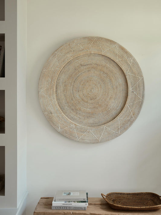 Oban White Rattan Patterned Wall Hanging