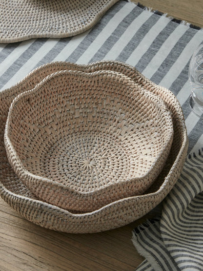 Roslin White Rattan Scallop Edged Bowl
