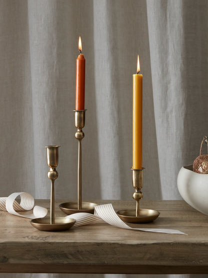 Set of 3 Rustic Brass Candlesticks