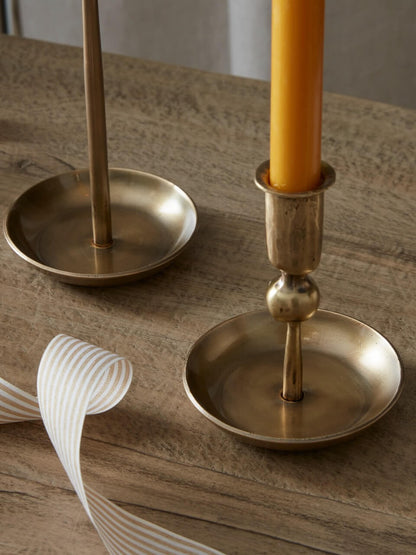 Set of 3 Rustic Brass Candlesticks