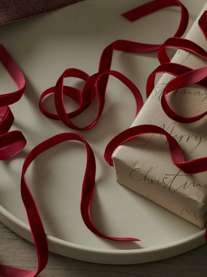 10m Burgundy Velvet Ribbon