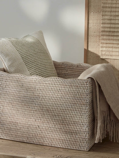 Alness White Rattan Scalloped  Basket