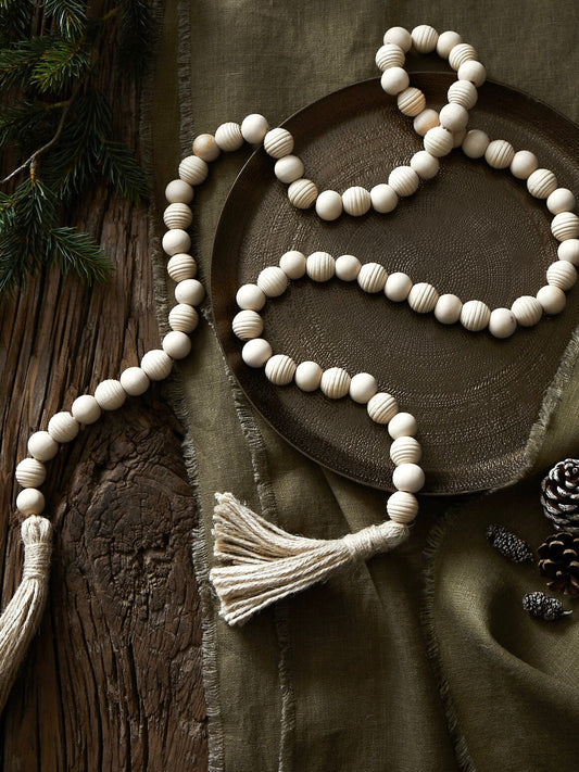 Wooden Garland Ribbed & Plain